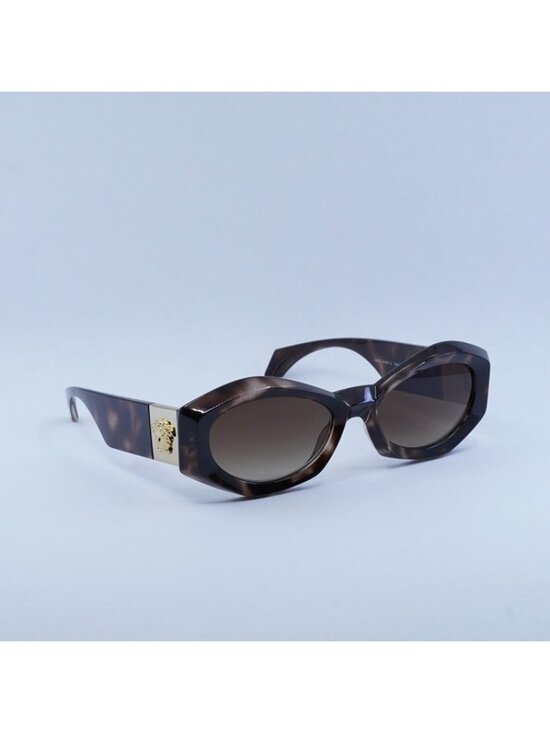 Versace VE4466U 54613B Sunglasses Havana Geometric Frame, Brown Gradient Lenses